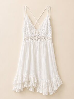 Free People White Crochet Lace Mini Dress
